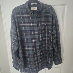 Orvis Men's Blue Plaid Shirt